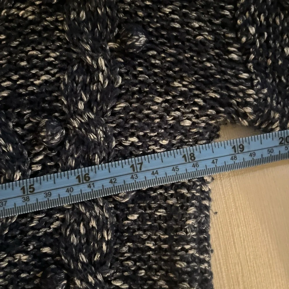 kate spade Sweater - Women's Medium Navy Blue White - Cable Knit Turtleneck